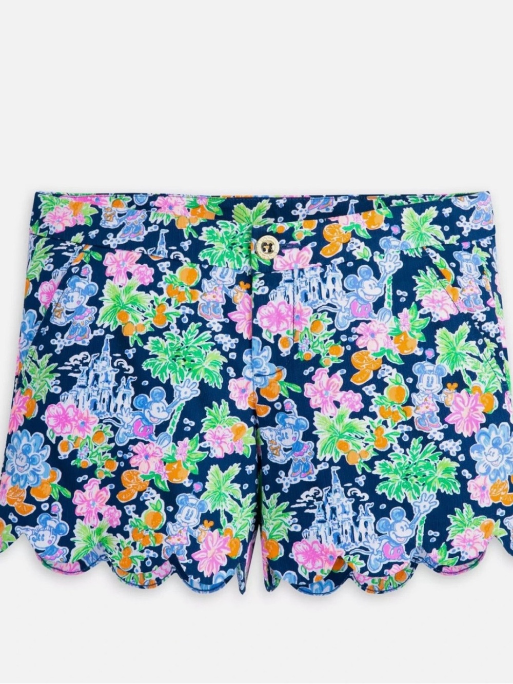Lilly Pulitzer Navy Multicolor Floral Scallop Hem Shorts